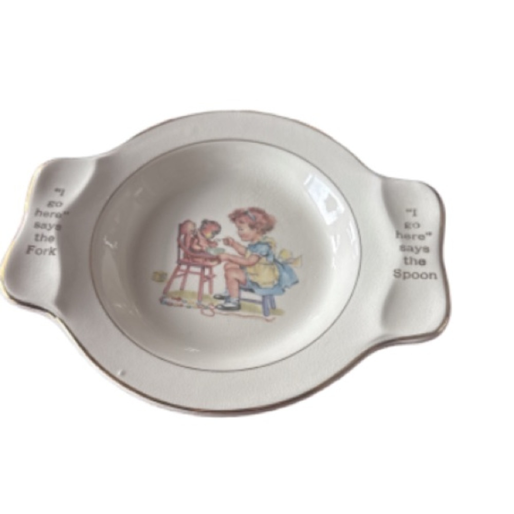 International silver company Vintage Children's Ceramic Bowl "my first dish "